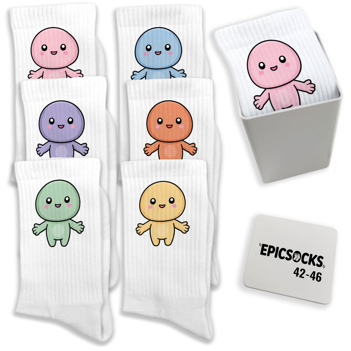 epicsocks Kawaii Friends Socken in 37-41 im 6er Set in Geschenkdose im 6er Set in Geschenkbox