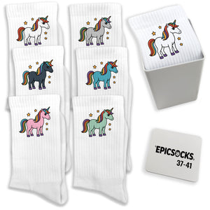 epicsocks Unicorn Dreams Socken in 37-41 im 6er Set in Geschenkdose im 6er Set in Geschenkbox