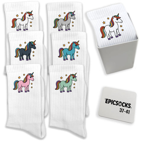 epicsocks Unicorn Dreams Socken in 37-41 im 6er Set in Geschenkdose im 6er Set in Geschenkbox