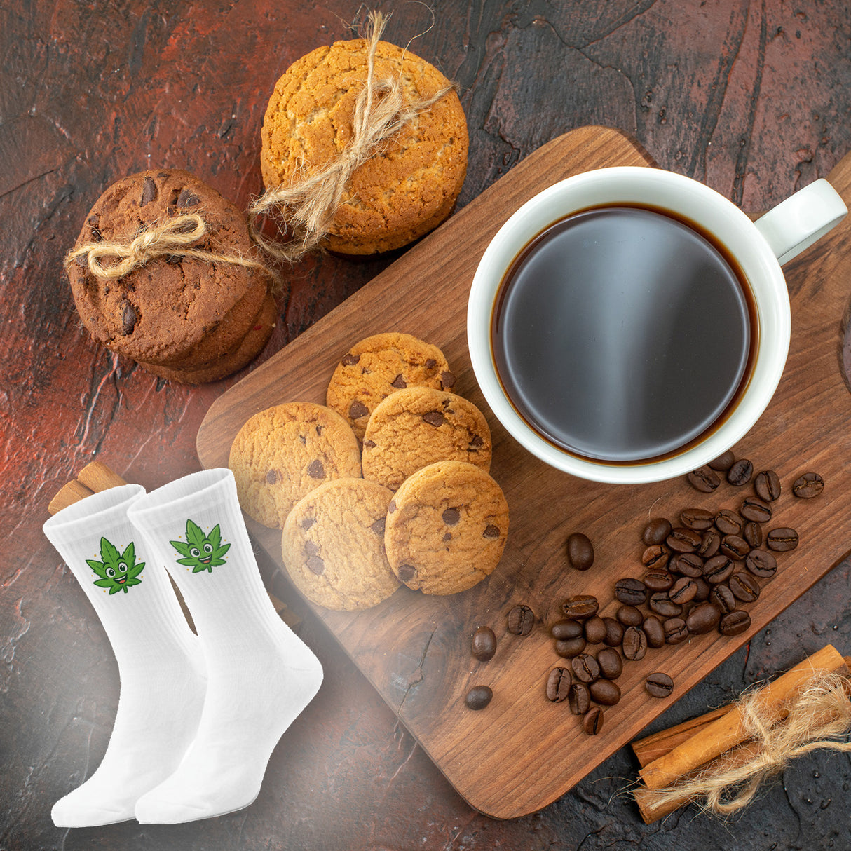 epicsocks Chill Vibes Fröhliches Blatt Socken in 37-41 im Paar