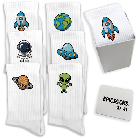 epicsocks Astro Fun Socken in 37-41 im 6er Set in Geschenkdose im 6er Set in Geschenkbox