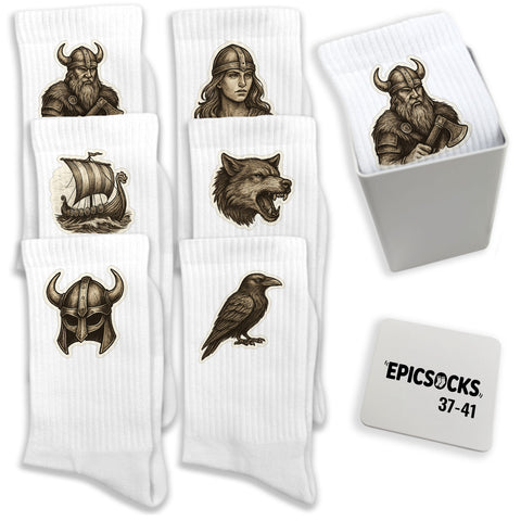 epicsocks Nordic Legends Socken in 37-41 im 6er Set in Geschenkdose im 6er Set in Geschenkbox