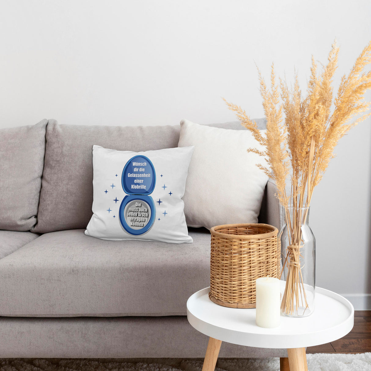 Kloschüssel Kissen mit Spruch: Sei gelassen wie eine Klobrille