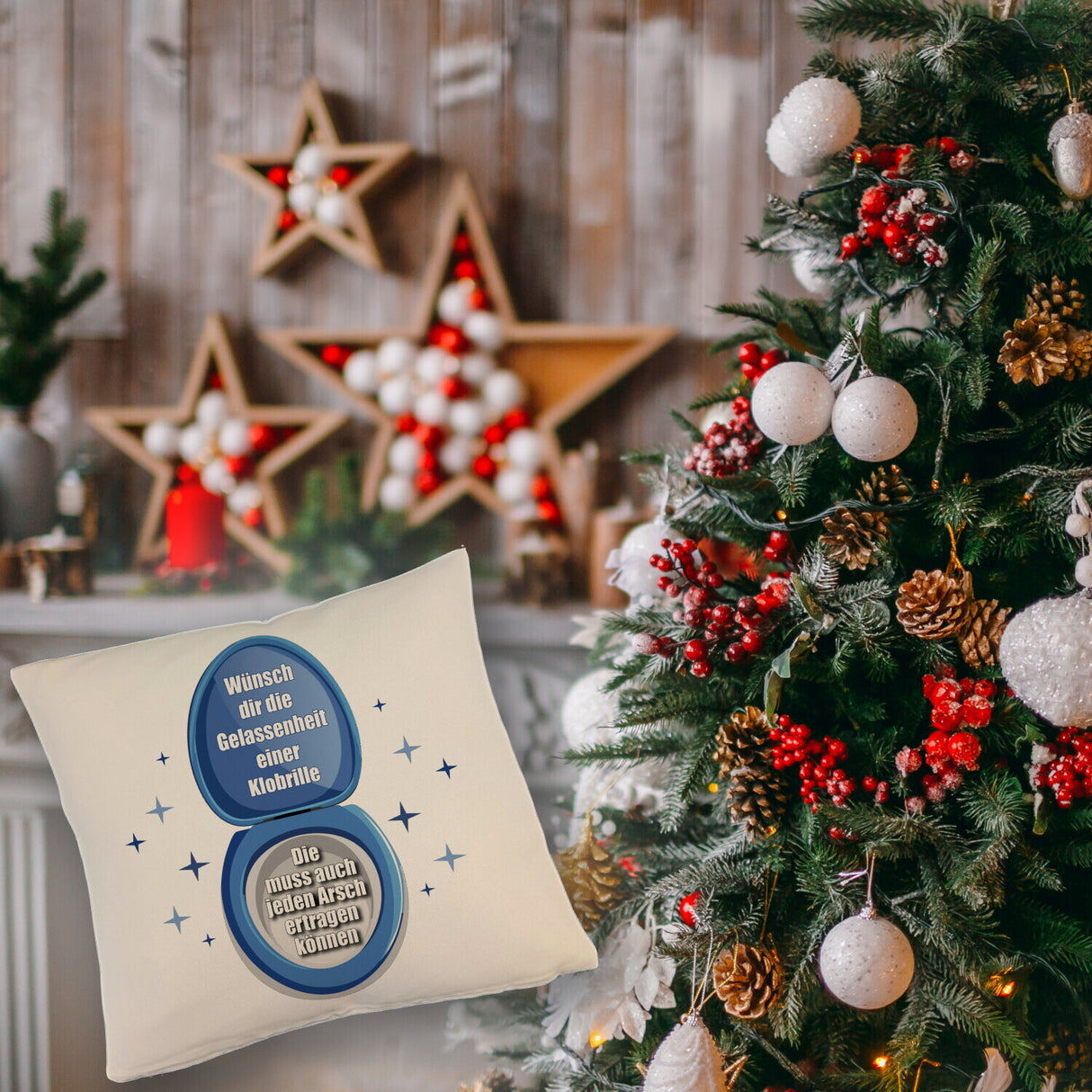 Kloschüssel Kissen mit Spruch: Sei gelassen wie eine Klobrille