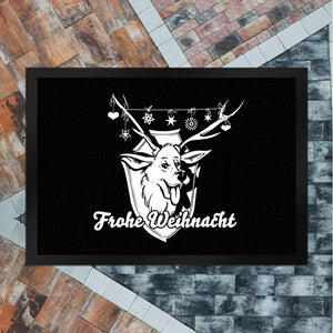 Hirschkopf Fußmatte in 35x50 cm mit Spruch: Frohe Weihnacht
