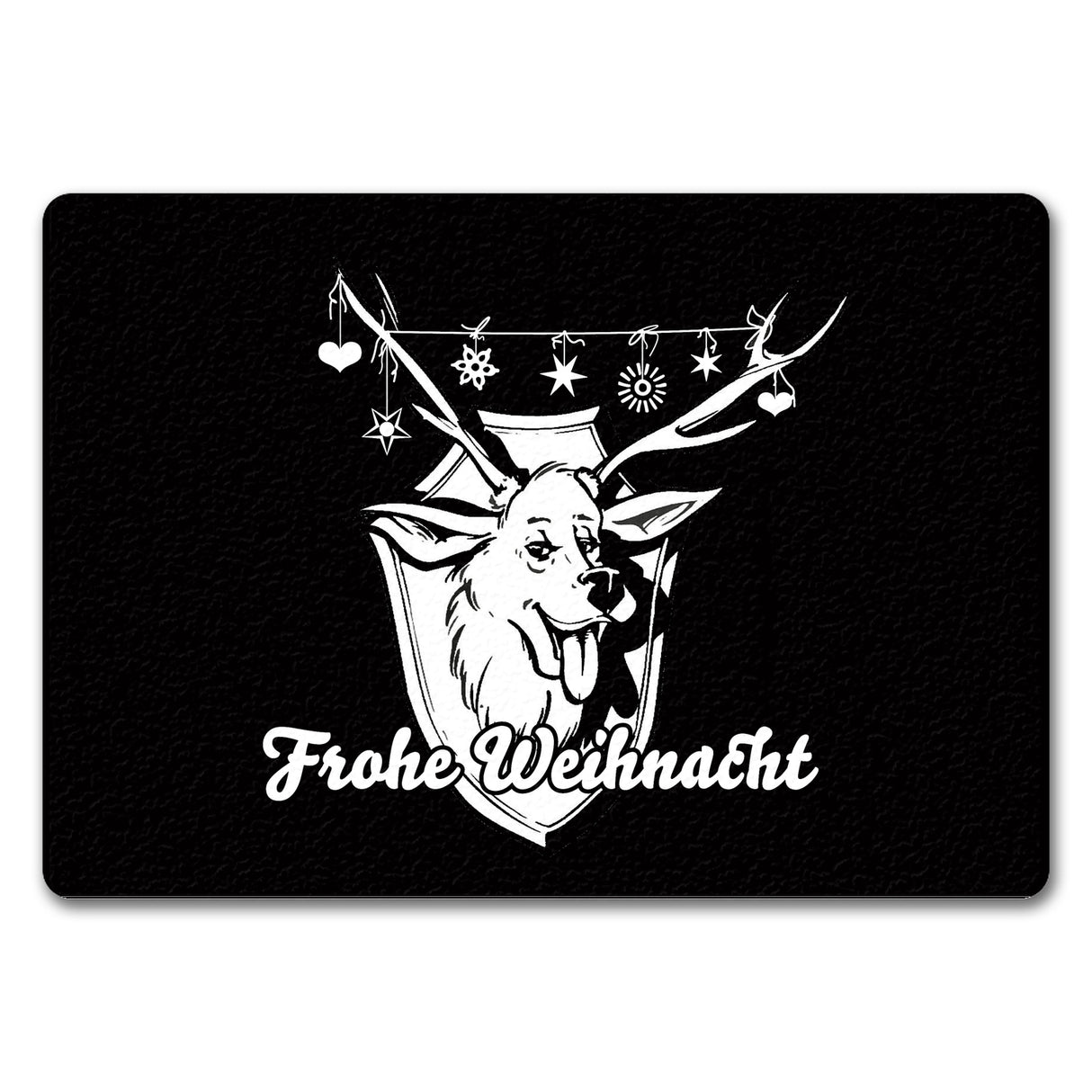 Hirschkopf Fußmatte in 35x50 cm ohne Rand mit Spruch: Frohe Weihnacht