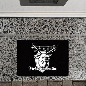 Hirschkopf Fußmatte in 35x50 cm ohne Rand mit Spruch: Frohe Weihnacht