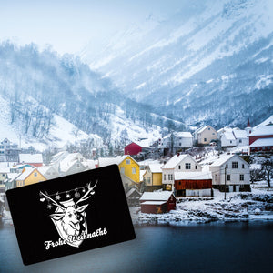 Hirschkopf Fußmatte in 35x50 cm ohne Rand mit Spruch: Frohe Weihnacht