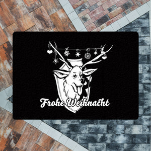 Hirschkopf Fußmatte in 35x50 cm ohne Rand mit Spruch: Frohe Weihnacht