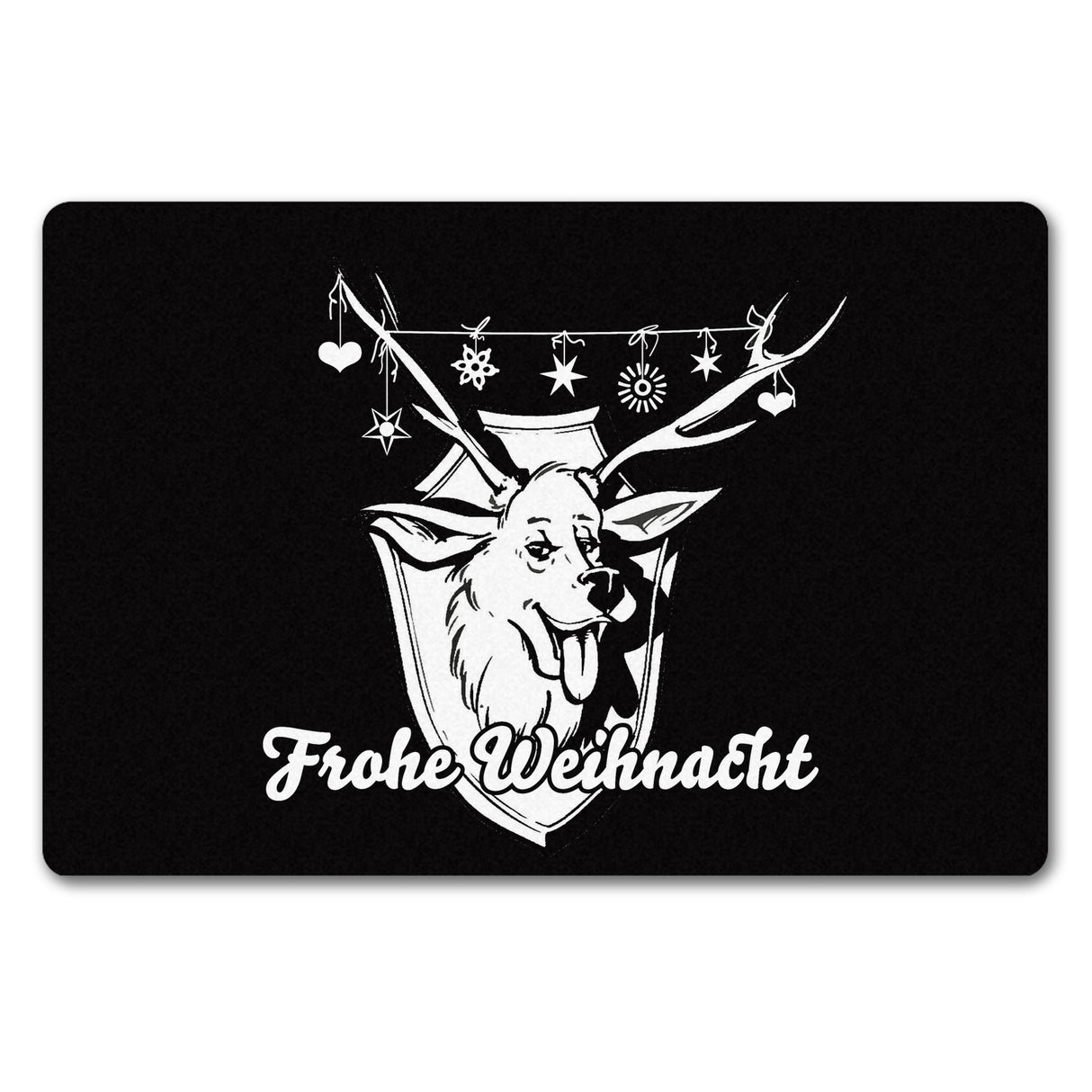 Hirschkopf Fußmatte in 35x50 cm ohne Rand mit Spruch: Frohe Weihnacht