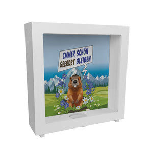 Murmeltier Spardose mit Spruch: Immer schön geerdet bleiben