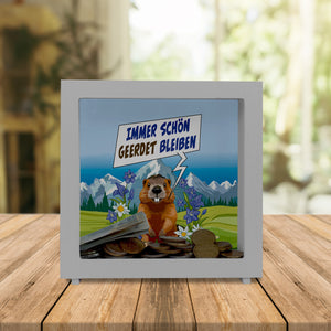 Murmeltier Spardose mit Spruch: Immer schön geerdet bleiben
