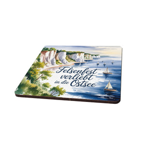 Ostsee Kreidefelsen Rügen 6er Set Untersetzer aus Holz - Felsenfest verliebt in die Ostsee