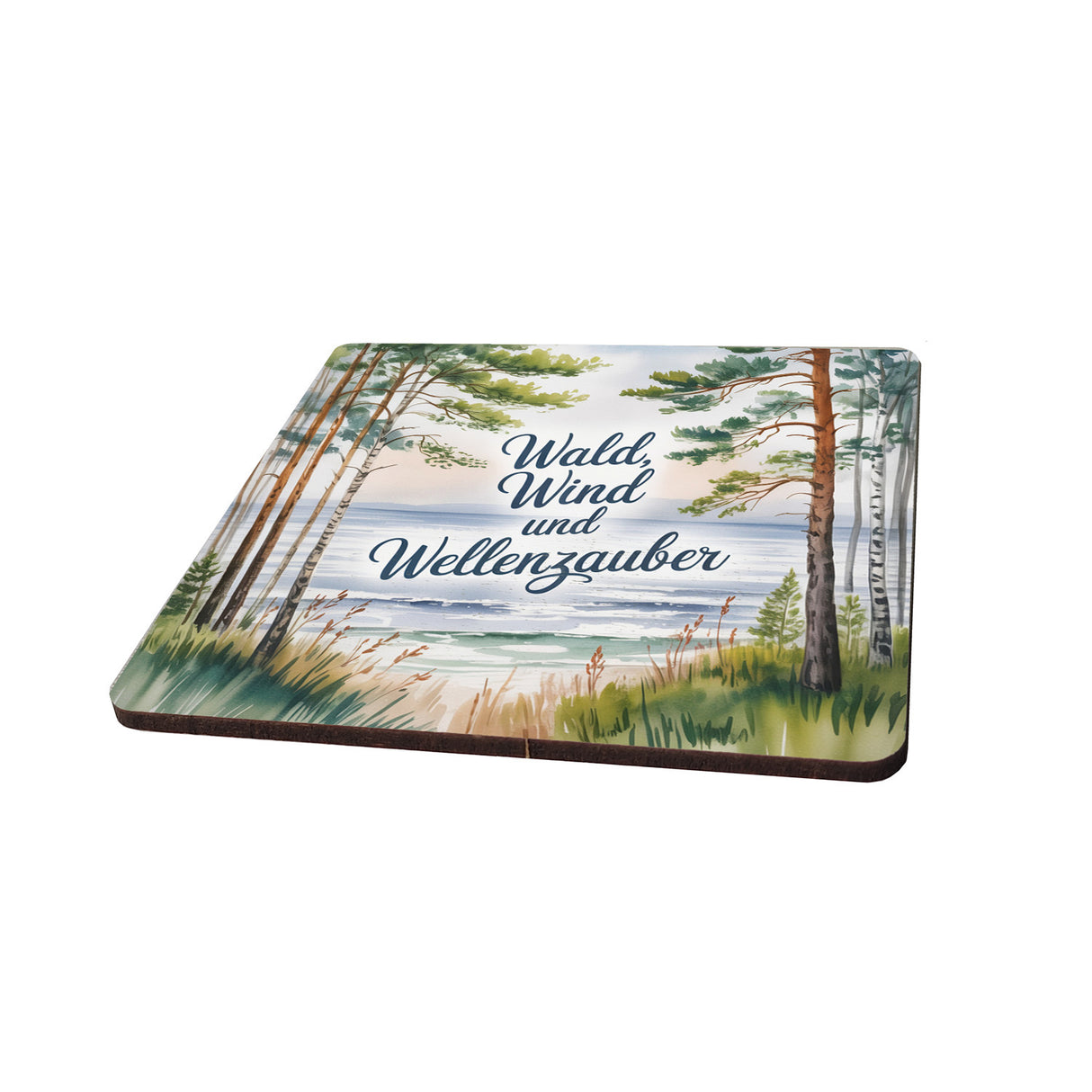 Ostsee Küstenwald 6er Set Untersetzer aus Holz - Wald, Wind und Wellenzauber
