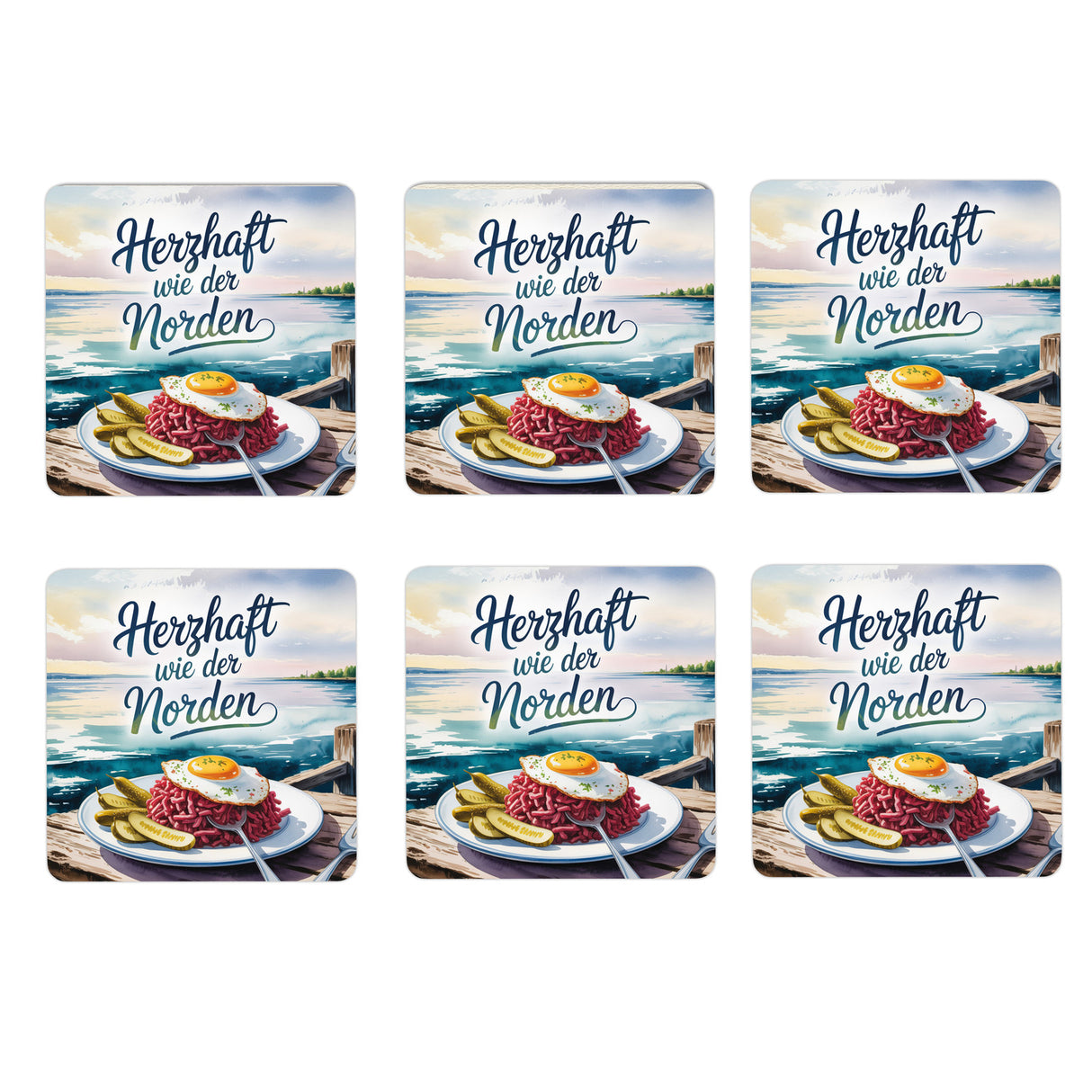 Ostsee Labskaus 6er Set Untersetzer aus Holz - Herzhaft wie der Norden