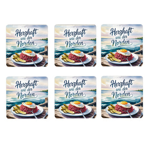 Ostsee Labskaus 6er Set Untersetzer aus Holz - Herzhaft wie der Norden