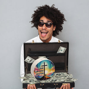 Gipfelkreuz Spardose mit Spruch: Glaube kann Berge versetzen