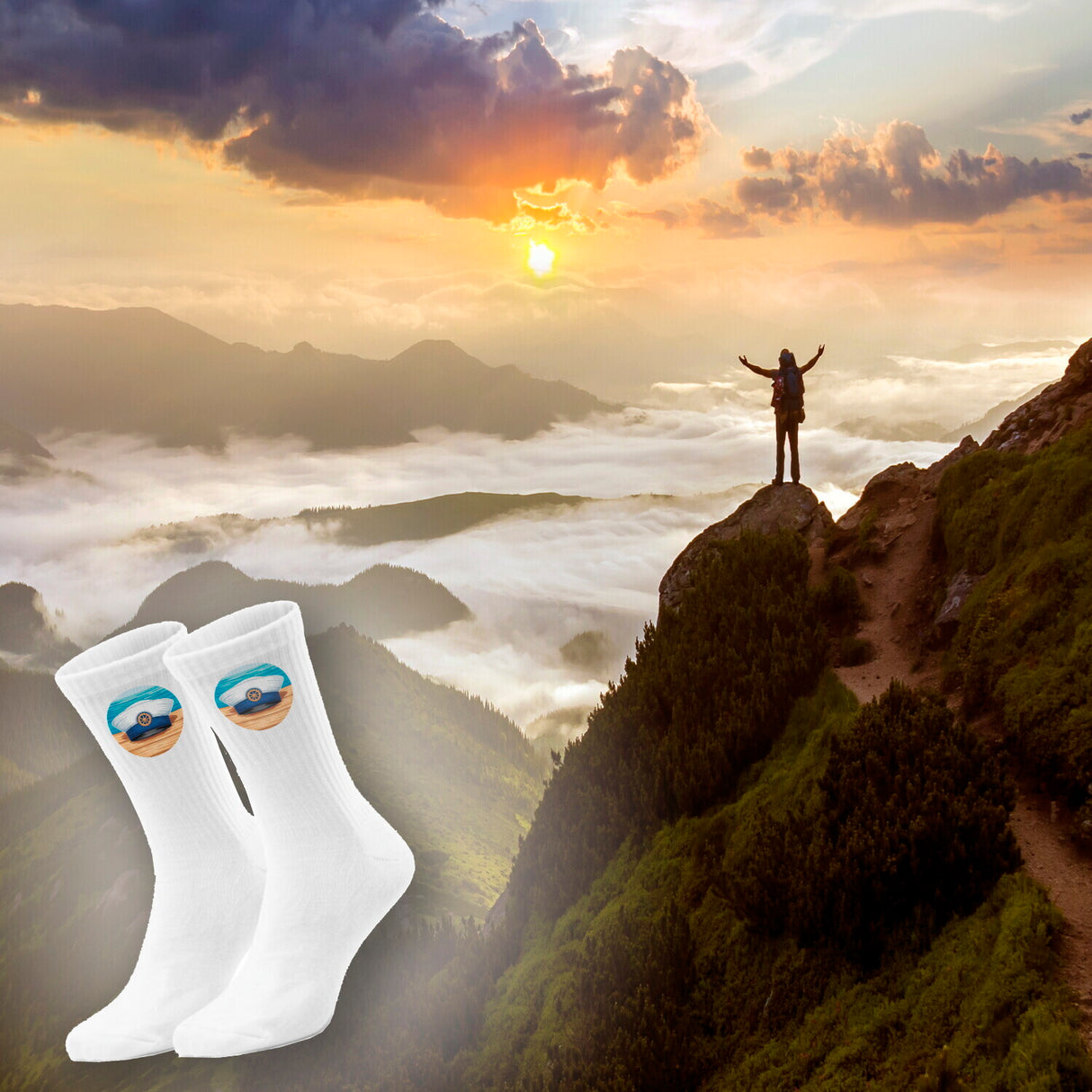 epicsocks Nautik Freude Matrosenmütze Socken in 37-41 im Paar