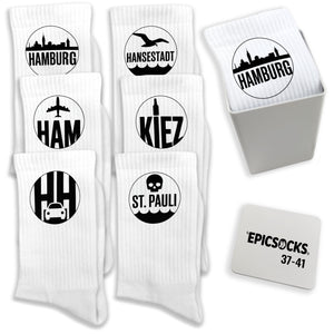 epicsocks Hamburg Vibes Socken in 37-41 im 6er Set in Geschenkdose im 6er Set in Geschenkbox
