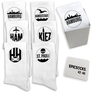 epicsocks Hamburg Vibes Socken in 37-41 im 6er Set in Geschenkdose im 6er Set in Geschenkbox