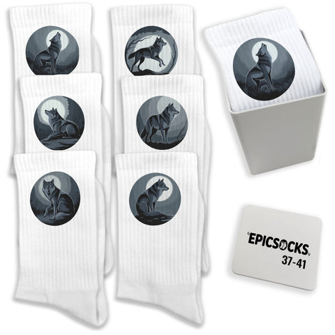 epicsocks Wolfsnacht Socken in 37-41 im 6er Set in Geschenkdose im 6er Set in Geschenkbox