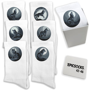 epicsocks Wolfsnacht Socken in 37-41 im 6er Set in Geschenkdose im 6er Set in Geschenkbox