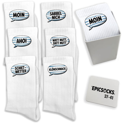 epicsocks Nordischer Dialekt Socken in 37-41 im 6er Set in Geschenkdose im 6er Set in Geschenkbox