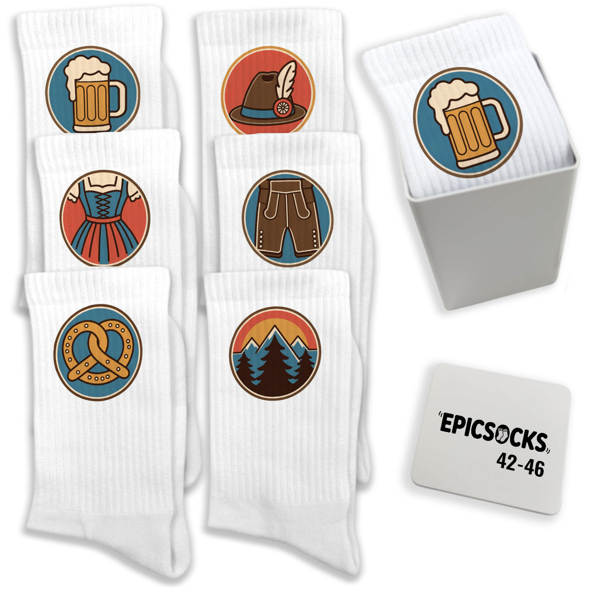 epicsocks Bayernliebe Socken in 37-41 im 6er Set in Geschenkdose im 6er Set in Geschenkbox