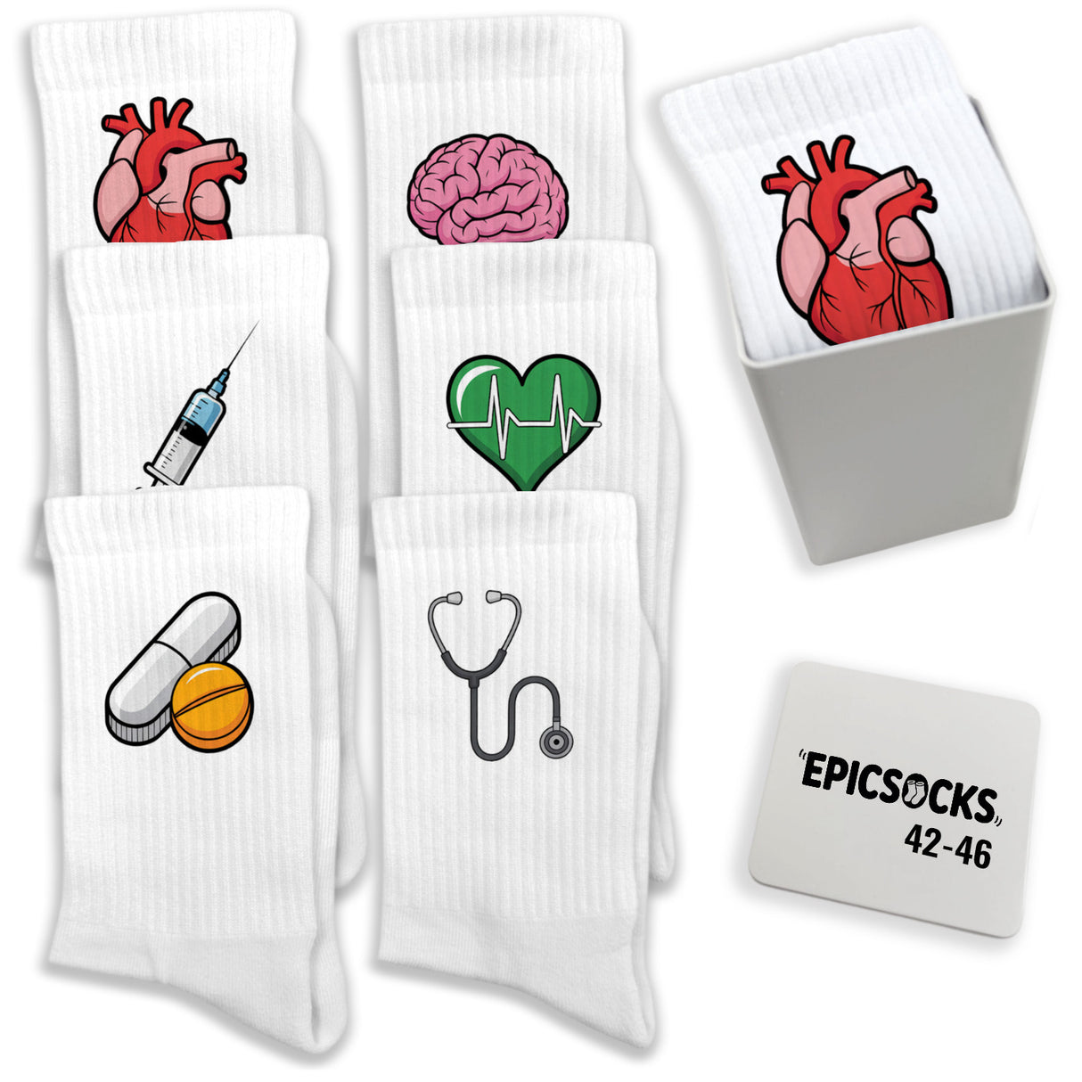 epicsocks HeartBeat Socken in 37-41 im 6er Set in Geschenkdose im 6er Set in Geschenkbox