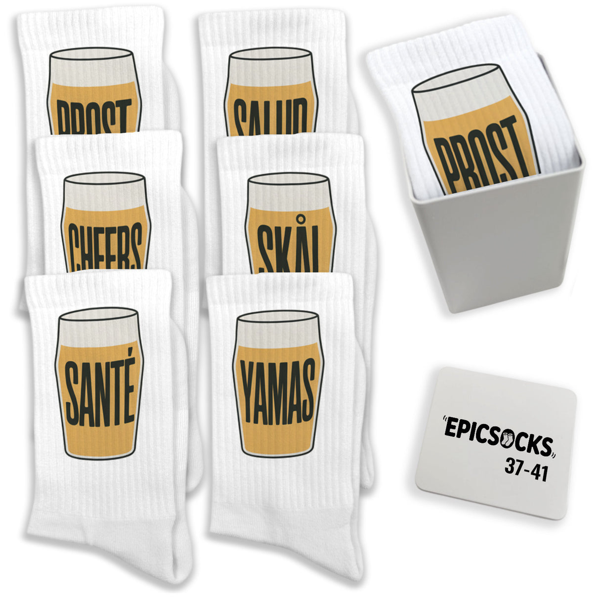 epicsocks Cheers Collection Socken in 37-41 im 6er Set in Geschenkdose im 6er Set in Geschenkbox