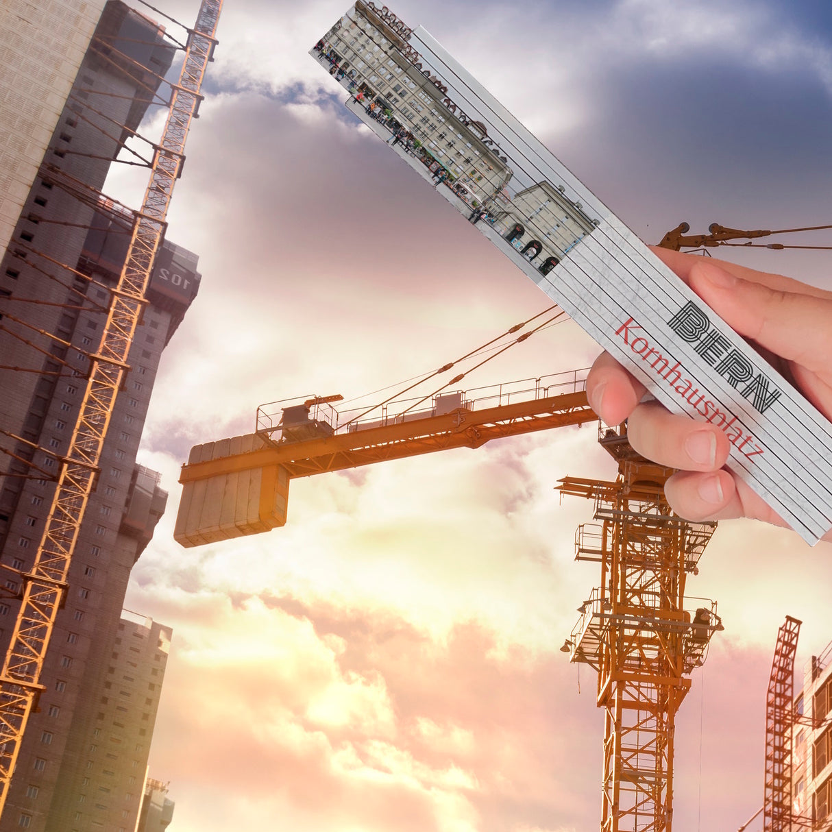 streetline Bern Kornhausplatz Meterstab aus Holz