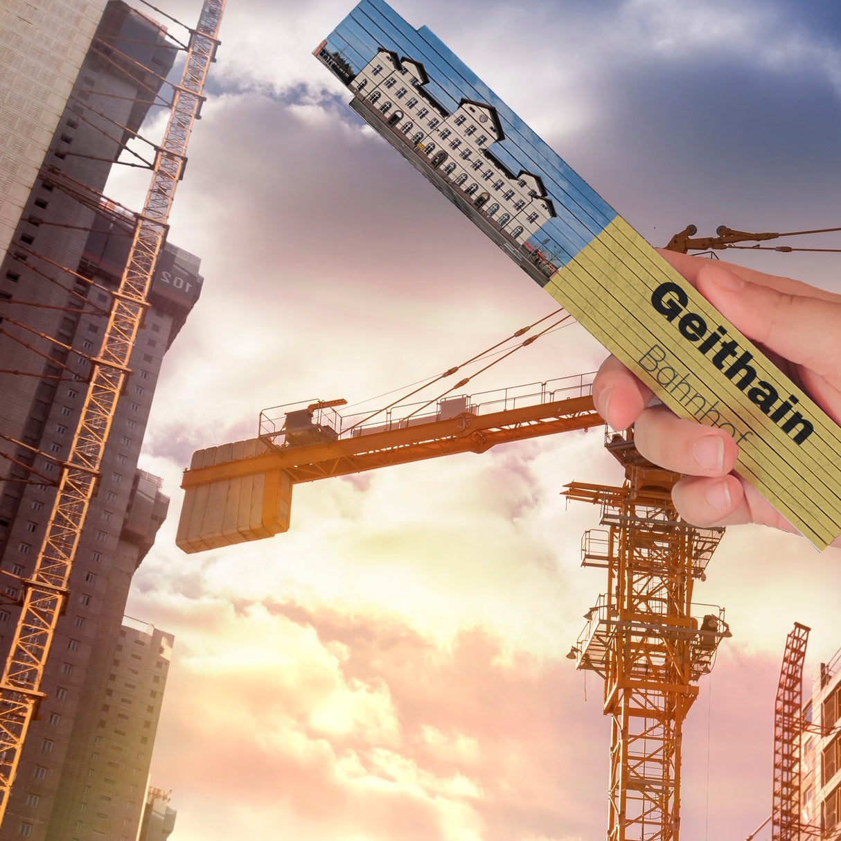 streetline Geithain Bahnhof Meterstab aus Holz