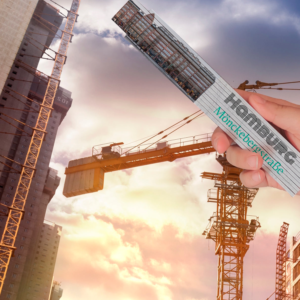 streetline Hamburg Mönckebergstraße Meterstab aus Holz