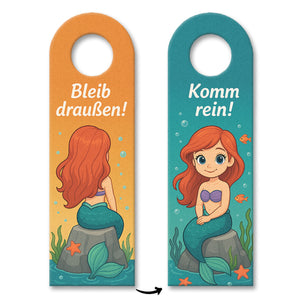 Cartoon Meerjungfrau Bleib draußen! Komm rein! Türhänger für Kinder