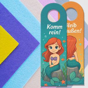 Cartoon Meerjungfrau Bleib draußen! Komm rein! Türhänger für Kinder