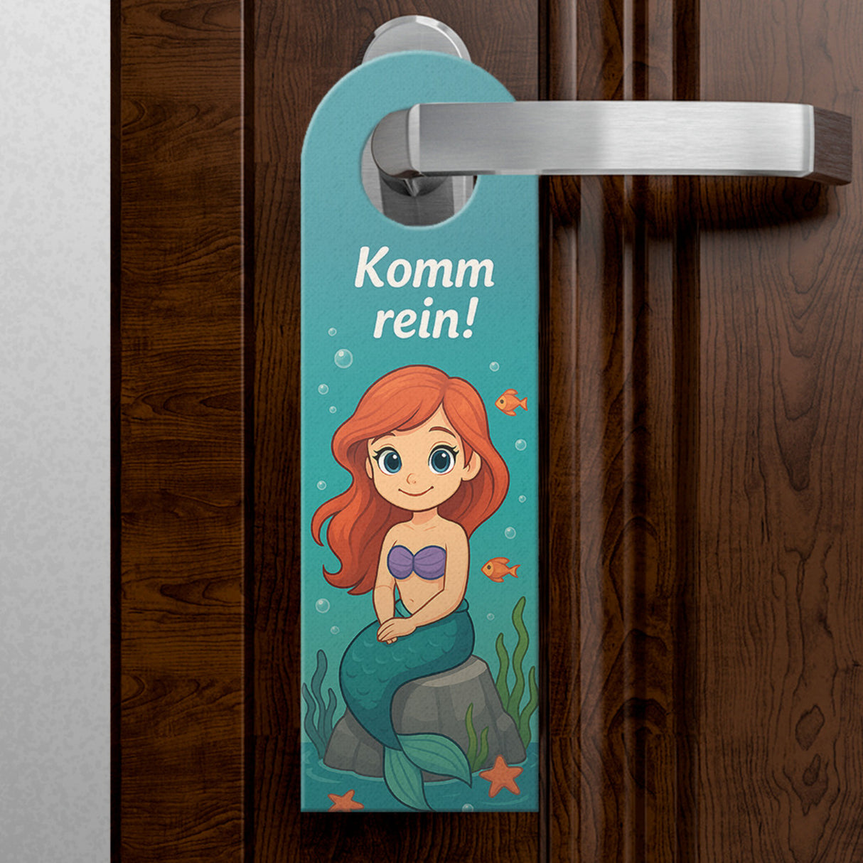 Cartoon Meerjungfrau Bleib draußen! Komm rein! Türhänger für Kinder