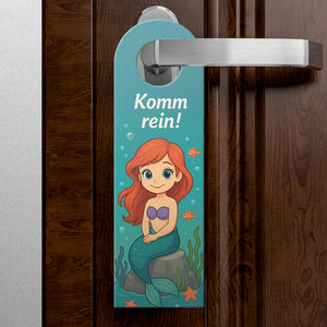 Cartoon Meerjungfrau Bleib draußen! Komm rein! Türhänger für Kinder