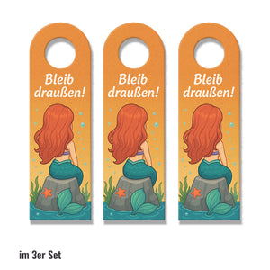 Cartoon Meerjungfrau Bleib draußen! Komm rein! Türhänger für Kinder