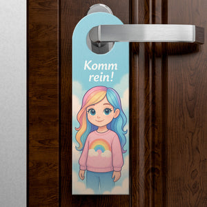 Mädchen Regenbogenhaar Bleib draußen! Komm rein! Türhänger