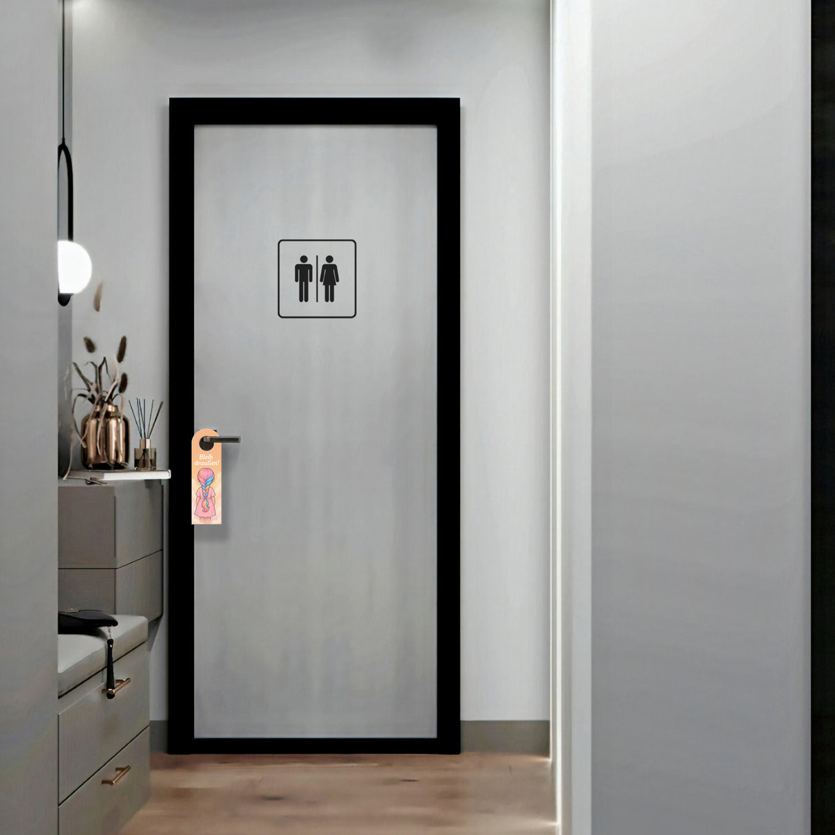 Mädchen Regenbogenhaar Bleib draußen! Komm rein! Türhänger