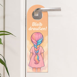 Mädchen Regenbogenhaar Bleib draußen! Komm rein! Türhänger