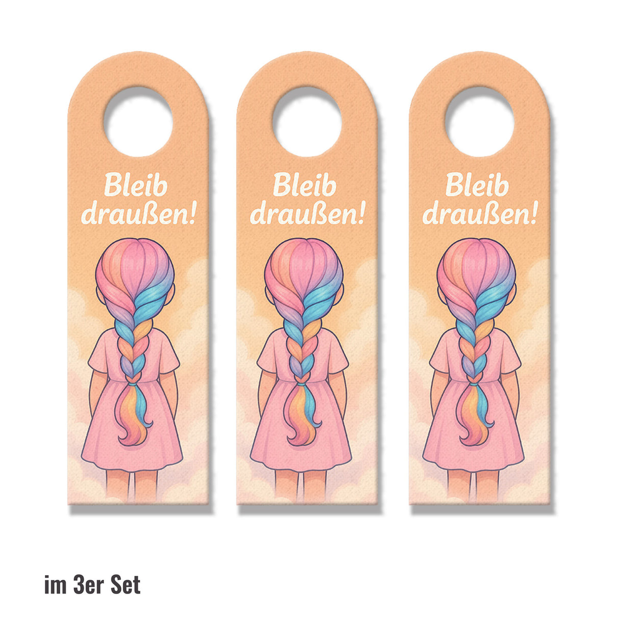 Mädchen Regenbogenhaar Bleib draußen! Komm rein! Türhänger