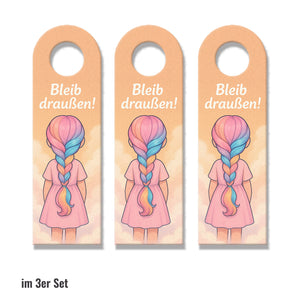 Mädchen Regenbogenhaar Bleib draußen! Komm rein! Türhänger