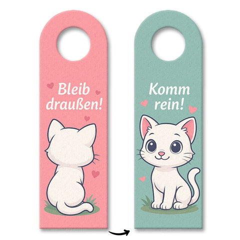 Bleib draußen! Komm rein! Kawaii Katzen Cartoon Türhänger
