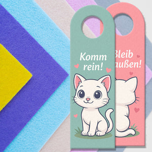 Bleib draußen! Komm rein! Kawaii Katzen Cartoon Türhänger