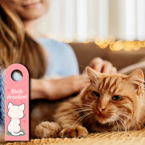 Bleib draußen! Komm rein! Kawaii Katzen Cartoon Türhänger