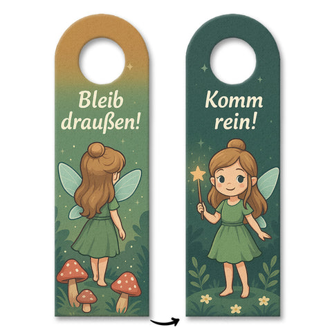 Bleib draußen! Komm rein! Fee im Wald Türhänger