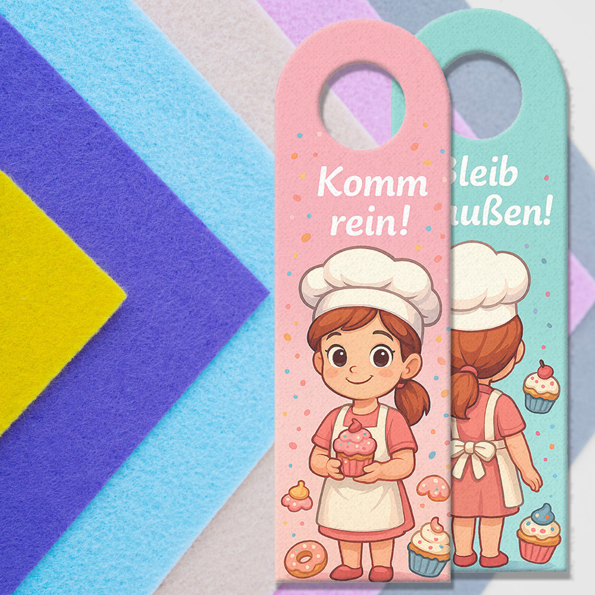 Cartoon Cupcakes Bleib draußen! Komm rein! Türhänger