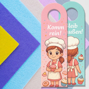 Cartoon Cupcakes Bleib draußen! Komm rein! Türhänger