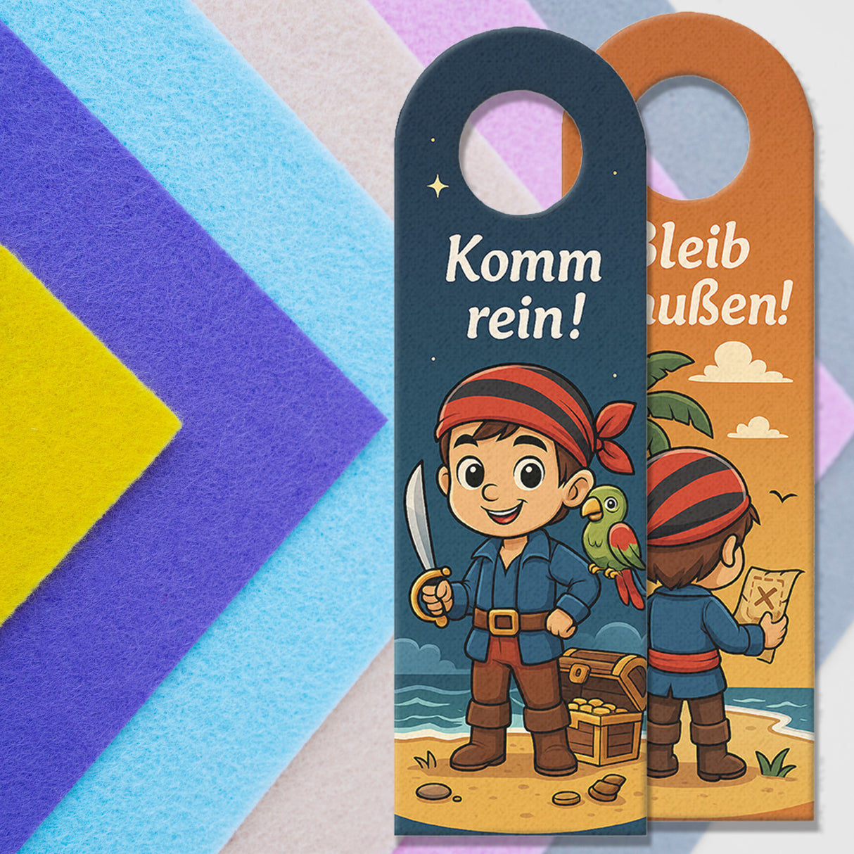 Piratenjunge Schatzkarte Bleib draußen! Komm rein! Türhänger